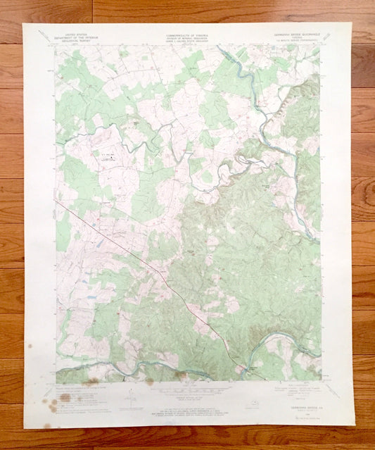 Antique Germanna Bridge, Virginia 1968 US Geological Survey Topographic Map – Fauquier, Culpeper County, Lignum, Rappahannock, Rapidan, VA