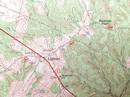 Antique Germanna Bridge, Virginia 1968 US Geological Survey Topographic Map – Fauquier, Culpeper County, Lignum, Rappahannock, Rapidan, VA