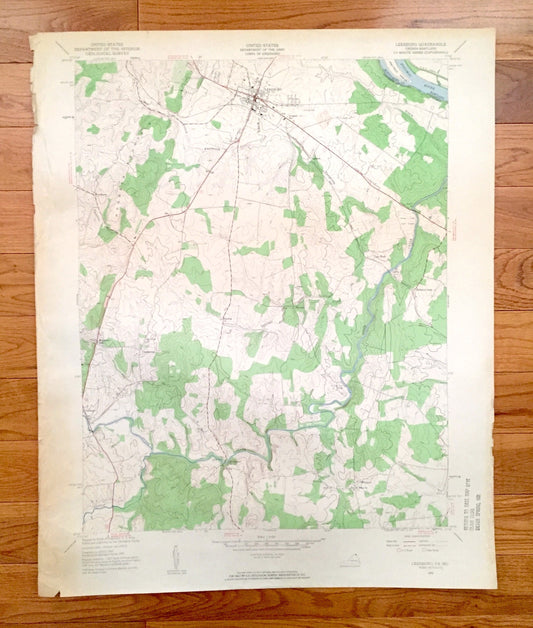 Antique Leesburg, Virginia 1952 US Geological Survey Topographic Map – Loudoun County, Woodburn Leedsville Oatlands Trap Rock Maryland VA MD