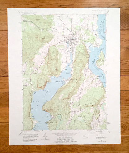 Antique Ticonderoga, New York 1950 US Geological Survey Topographic Map – Essex, Warren, Washington County, Hague, NY, Addison County, VT