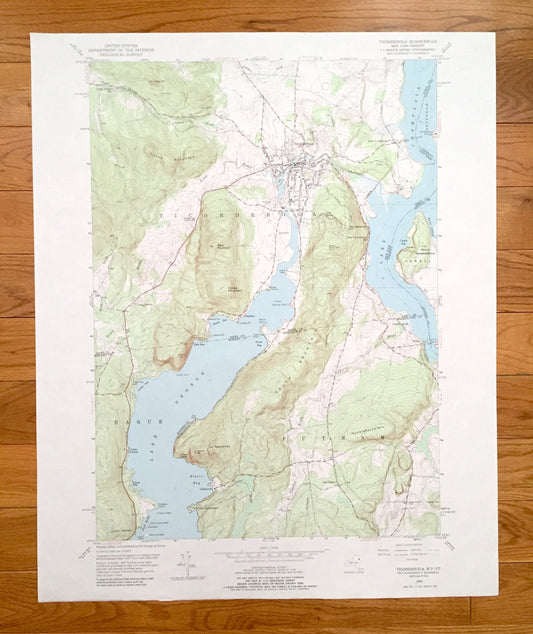 Antique Ticonderoga, New York 1950 US Geological Survey Topographic Map – Essex, Warren, Washington County, Hague, NY, Addison County, VT