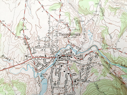 Antique Ticonderoga, New York 1950 US Geological Survey Topographic Map – Essex, Warren, Washington County, Hague, NY, Addison County, VT