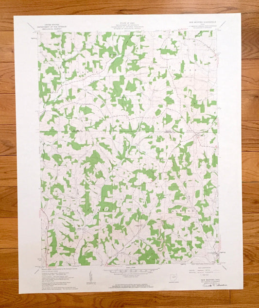 Antique New Bedford, Ohio 1961 US Geological Survey Topographic Map – Holmes, Coshocton County, Mechanic, Mill Creek, Crawford, Clark, OH