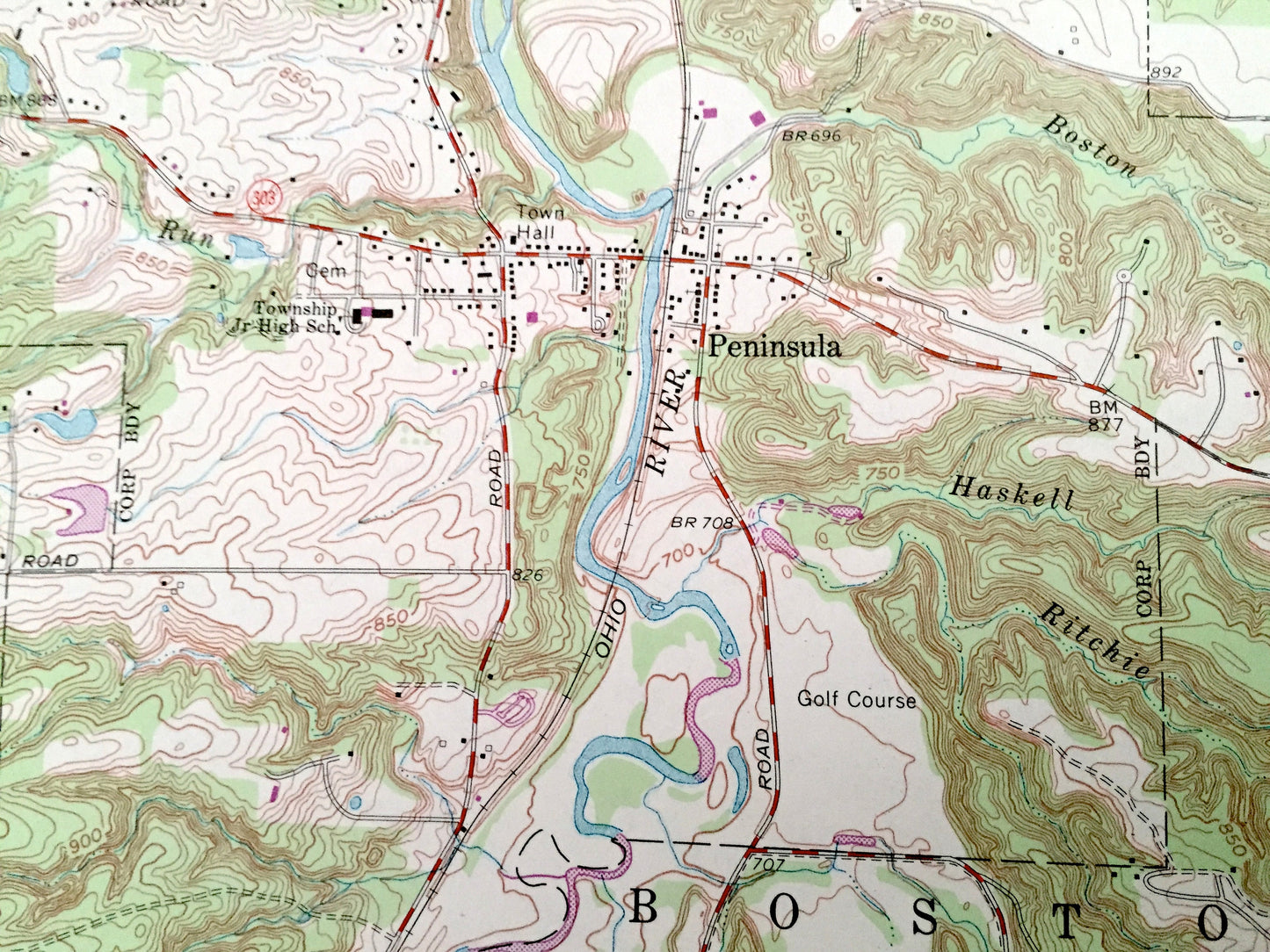 Antique Peninsula, Ohio 1963 US Geological Survey Topographic Map – Summit County, Boston, Bath Northampton Fairlawn Akron Cuyahoga Falls OH