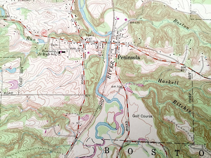 Antique Peninsula, Ohio 1963 US Geological Survey Topographic Map – Summit County, Boston, Bath Northampton Fairlawn Akron Cuyahoga Falls OH