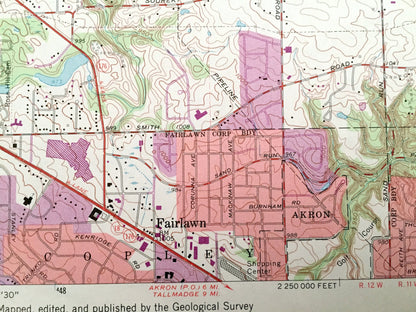 Antique Peninsula, Ohio 1963 US Geological Survey Topographic Map – Summit County, Boston, Bath Northampton Fairlawn Akron Cuyahoga Falls OH
