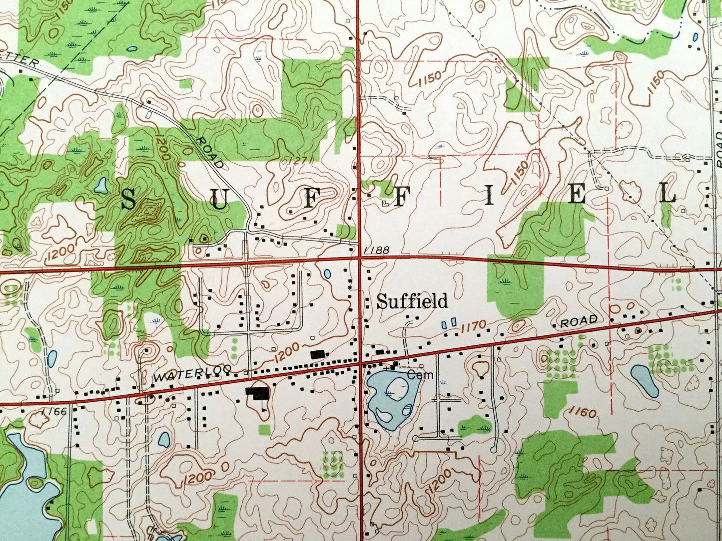 Antique Suffield, Ohio 1960 US Geological Survey Topographic Map – Portage County, Brimfield, Rootstown, Randolph, Mishler, Wingfoot Lake OH