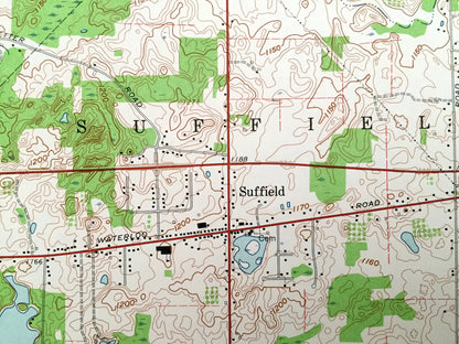 Antique Suffield, Ohio 1960 US Geological Survey Topographic Map – Portage County, Brimfield, Rootstown, Randolph, Mishler, Wingfoot Lake OH