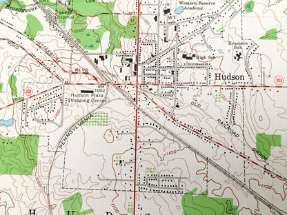 Antique Hudson, Ohio 1963 US Geological Survey Topographic Map – Summit County, Streetsboro, Northampton, Cuyahoga Falls, Franklin, Kent, OH