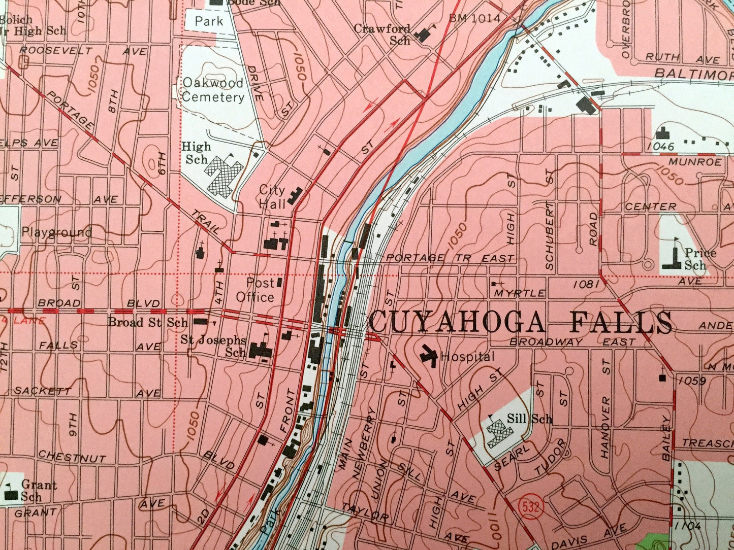 Antique Hudson, Ohio 1963 US Geological Survey Topographic Map – Summit County, Streetsboro, Northampton, Cuyahoga Falls, Franklin, Kent, OH