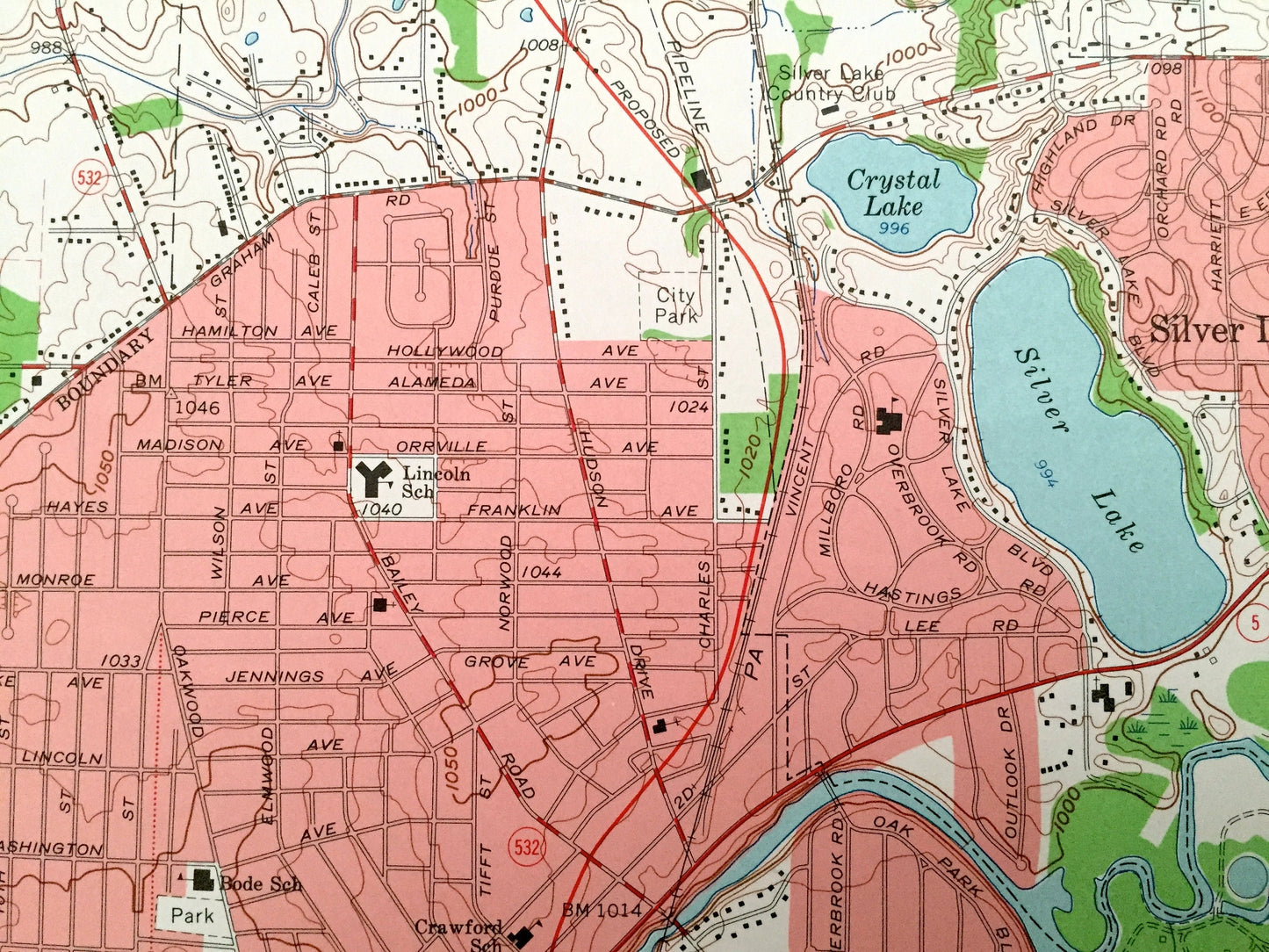 Antique Hudson, Ohio 1963 US Geological Survey Topographic Map – Summit County, Streetsboro, Northampton, Cuyahoga Falls, Franklin, Kent, OH
