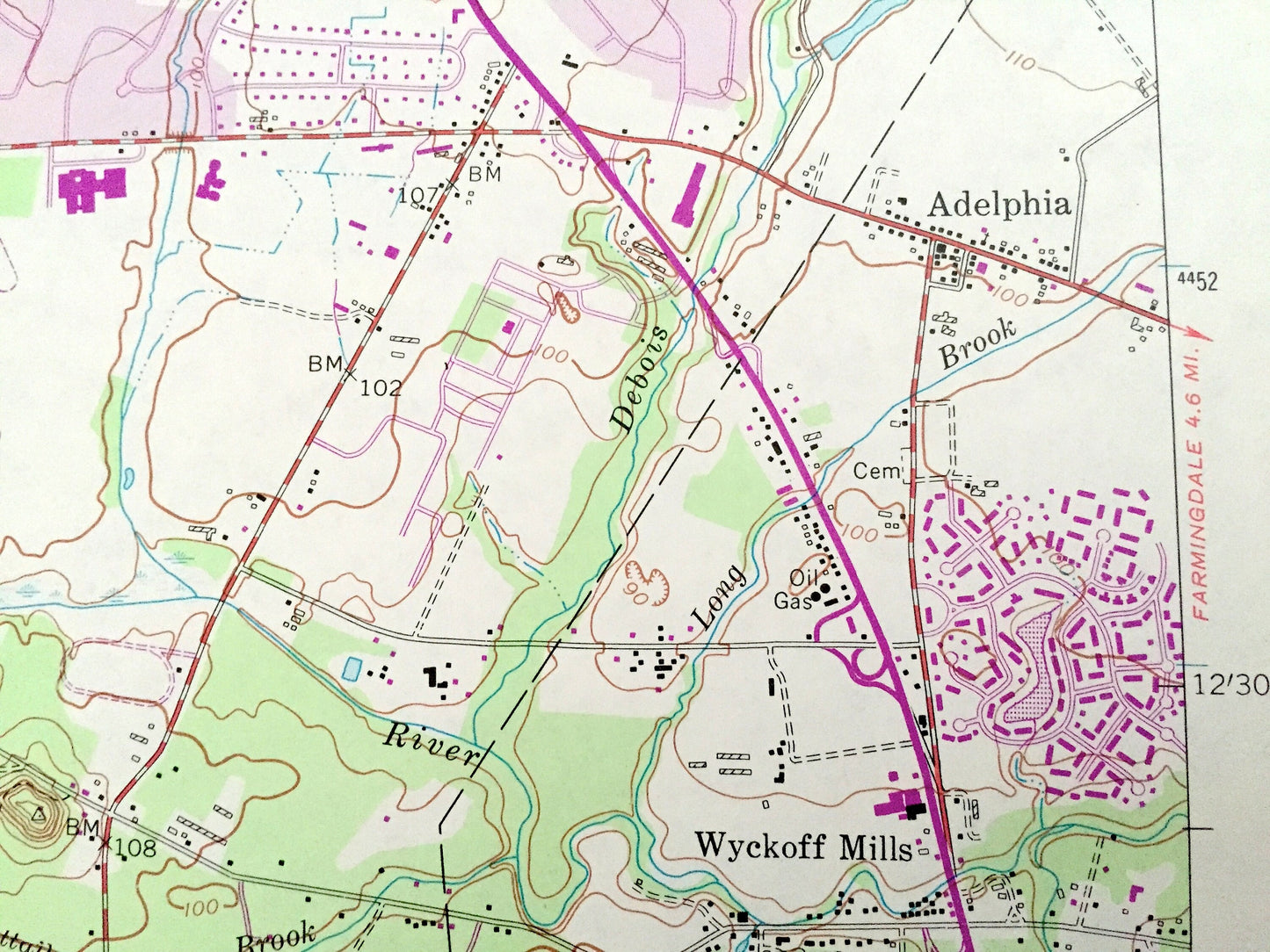 Antique Adelphia, New Jersey 1957 US Geological Survey Topographic Map – Ocean, Monmouth County, Freehold, Manalapan, Howell, Jackson, NJ