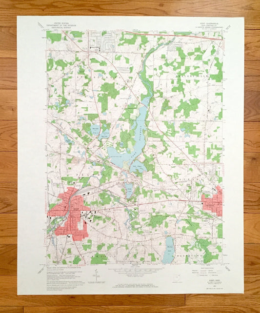 Antique Kent, Ohio 1960 US Geological Survey Topographic Map – Portage County, Streetsboro, Shalersville, Franklin, Ravenna, Brimfield, OH