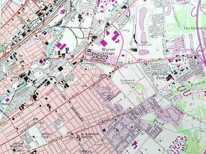 Antique Trenton East, NJ - PA 1957 US Geological Survey Topographic Map – Mercer County, Washington, Bordentown, Chesterfield, New Jersey
