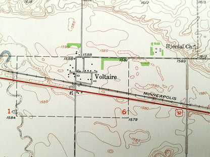Antique Voltaire, North Dakota 1948 US Geological Survey Topographic Map – McHenry County, Hendrickson, Lebanon, Brown, Lake Hester, ND