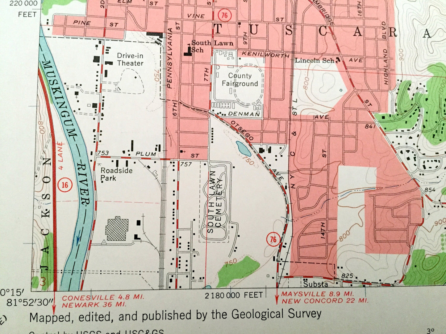 Antique Coshocton, Ohio 1961 US Geological Survey Topographic Map – Coshocton County, Mill Creek, Crawford, Keene, White Eyes, Tuscarawas OH
