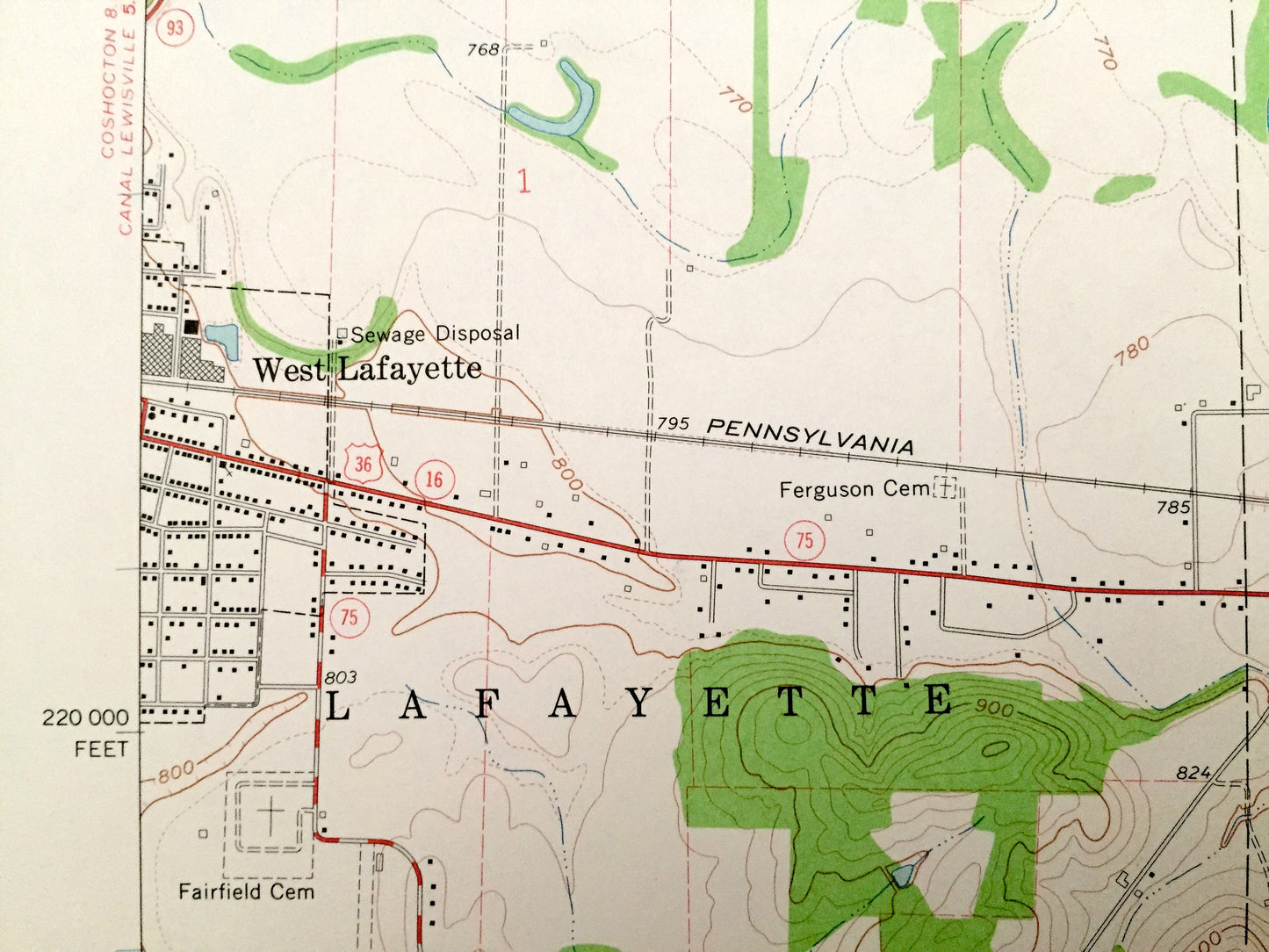 Antique Fresno, Ohio 1961 US Geological Survey Topographic Map – Coshocton, Tuscarawas County, Crawford, Bucks, White Eyes, Adams, Oxford OH