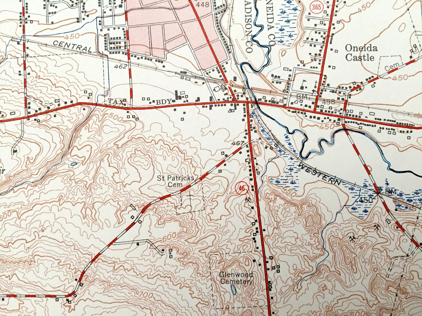 Antique Oneida, New York 1955 US Geological Survey Topographic Map – Oneida, Madison County, Lenox, Verona, Lincoln, Fenner, Smithfield, NY