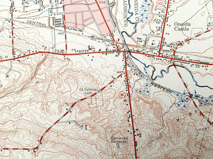 Antique Oneida, New York 1955 US Geological Survey Topographic Map – Oneida, Madison County, Lenox, Verona, Lincoln, Fenner, Smithfield, NY