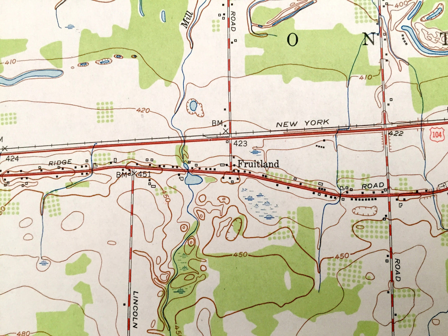 Antique Ontario, New York 1952 US Geological Survey Topographic Map – Monroe, Wayne County, Walworth, Marion, Williamson, NY