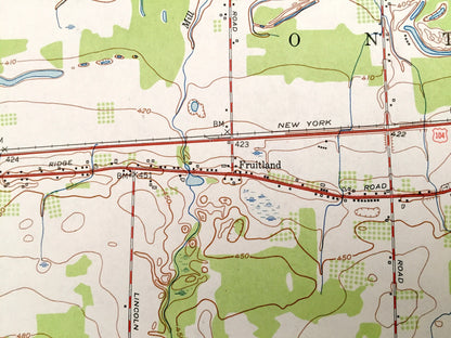 Antique Ontario, New York 1952 US Geological Survey Topographic Map – Monroe, Wayne County, Walworth, Marion, Williamson, NY