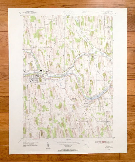 Antique Palmyra, New York 1952 US Geological Survey Topographic Map – Ontario, Wayne County, Macedonia, Farmington, Manchester, Phelps, NY