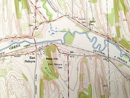 Antique Palmyra, New York 1952 US Geological Survey Topographic Map – Ontario, Wayne County, Macedonia, Farmington, Manchester, Phelps, NY