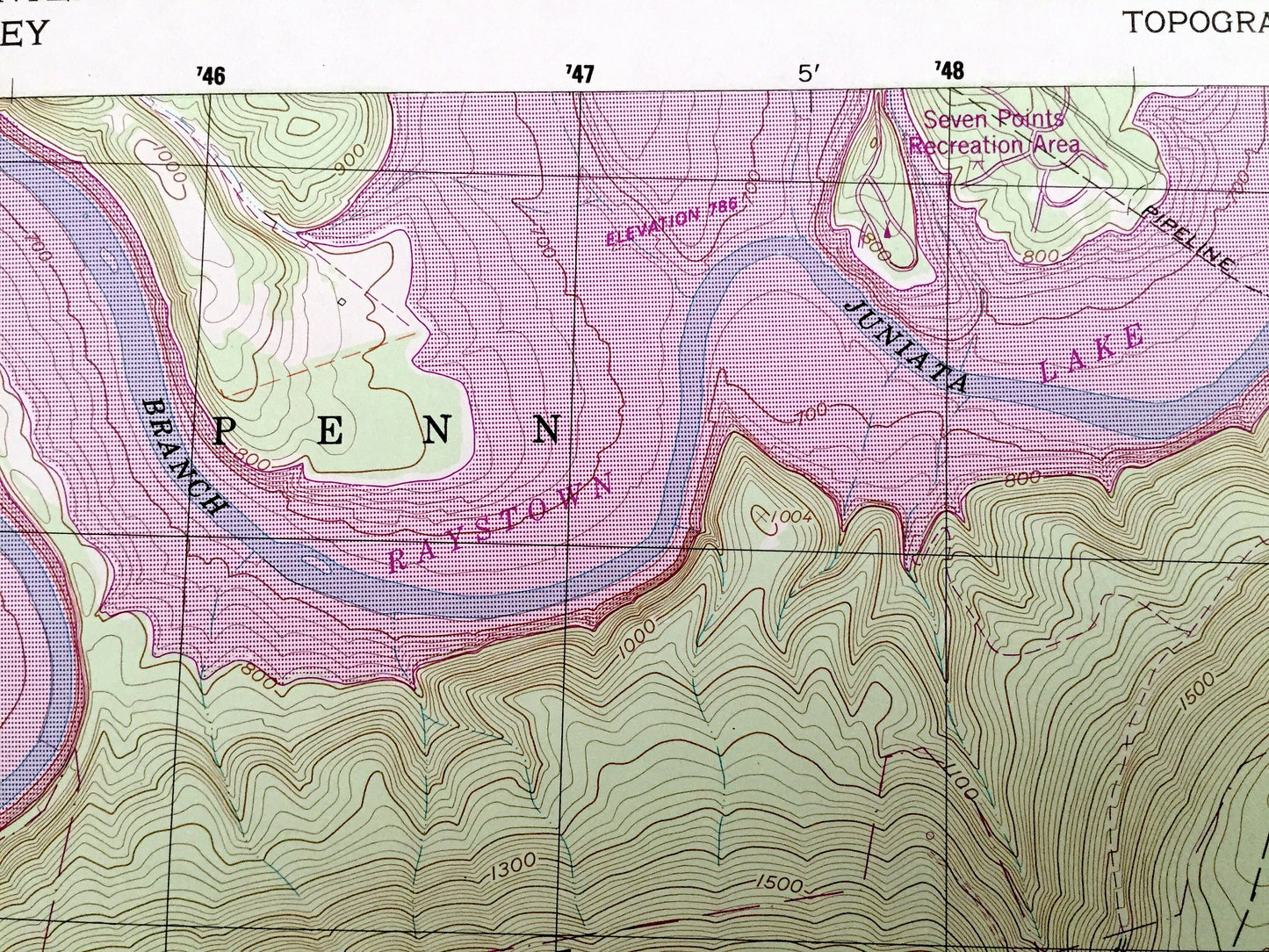 Antique Cassville, Pennsylvania 1994 US Geological Survey Topographic Map – Huntingdon County, Todd, Cass, Penn, Union, Beavertown Calvin PA