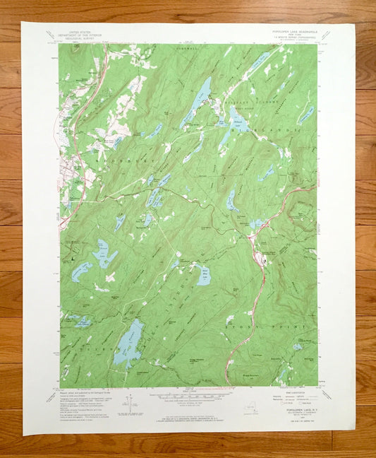 Antique Popolopen Lake, New York 1957 US Geological Survey Topographic Map – Rockland, Orange County, Woodbury, Highlands, Cornwall, NY