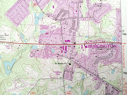 Antique Gibsonville, North Carolina 1970 US Geological Survey Topographic Map – Guilford, Alamance County, Burlington, Sedalia, Whittsett NC