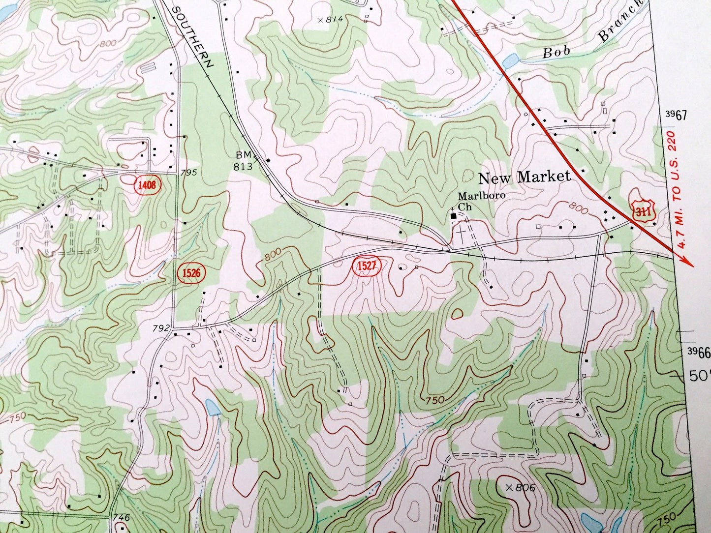Antique Glenola, North Carolina 1970 US Geological Survey Topographic Map – Randolph County, Hillsville, Edgar, New Market, Flint Hill, NC
