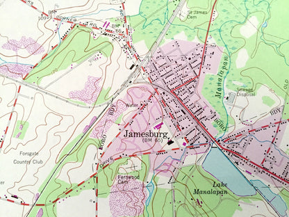 Antique Jamesburg, New Jersey 1953 US Geological Survey Topographic Map – Middlesex, Monmouth County, South Brunswick, Monroe, Millstone, NJ