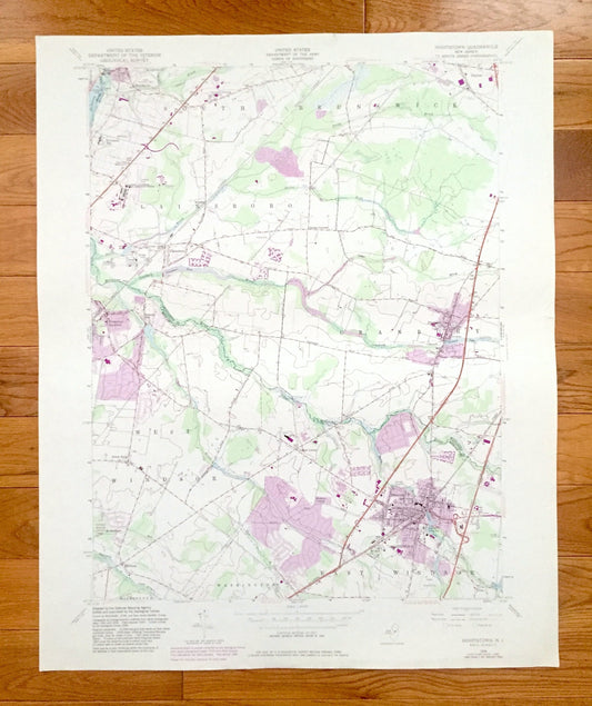 Antique Hightstown, New Jersey 1954 US Geological Survey Topographic Map – Cranbury, South Brunswick, West Windsor, East, Plainsboro, NJ