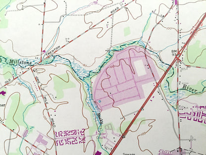Antique Hightstown, New Jersey 1954 US Geological Survey Topographic Map – Cranbury, South Brunswick, West Windsor, East, Plainsboro, NJ