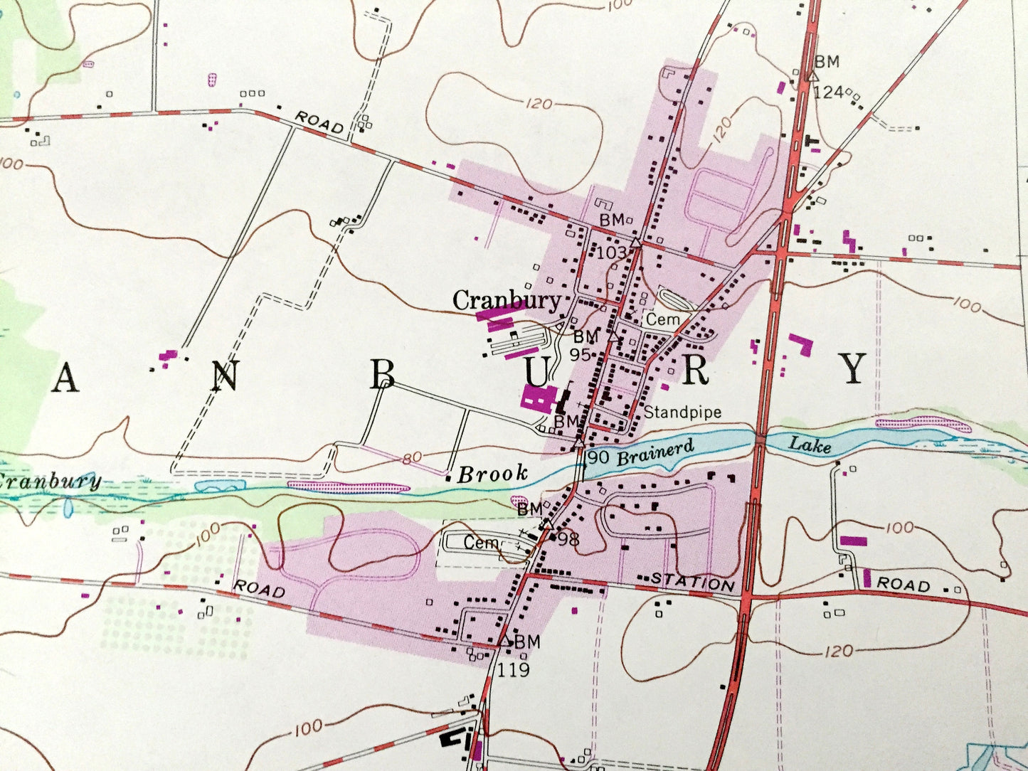 Antique Hightstown, New Jersey 1954 US Geological Survey Topographic Map – Cranbury, South Brunswick, West Windsor, East, Plainsboro, NJ
