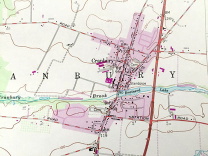 Antique Hightstown, New Jersey 1954 US Geological Survey Topographic Map – Cranbury, South Brunswick, West Windsor, East, Plainsboro, NJ