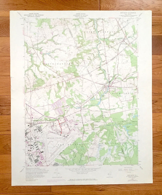 Antique New Egypt, New Jersey 1957 US Geological Survey Topographic Map - Upper Freehold, North Hanover, Plumsted, Fort Dix, Chesterfield NJ