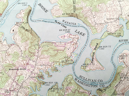 Antique Boone Dam, Tennessee 1959 US Geological Survey Topographic Map – Sullivan County, Colonial Heights, Gray Fordtown, Flourville, TN
