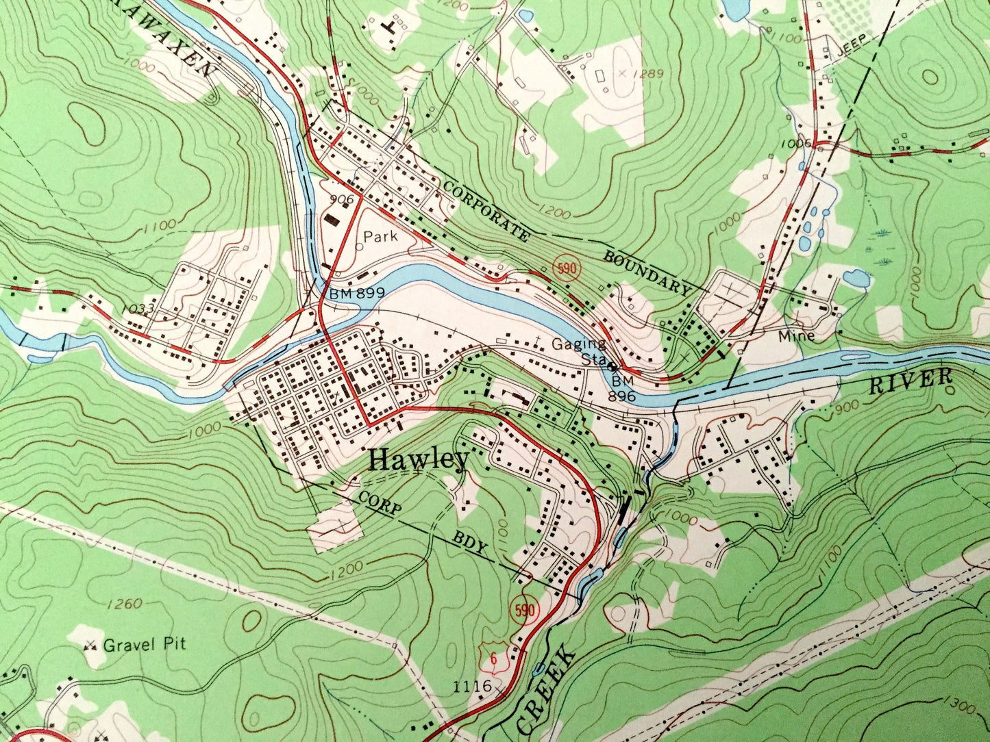 Antique Hawley, Pennsylvania 1966 US Geological Survey Topographic Map – Lake Wallenpaupack, Lackawaxen, Paupack, Blooming Grove, Uswick, PA