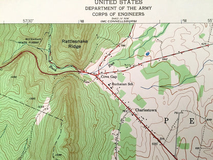 Antique Mercersburg, Pennsylvania 1943 US Geological Survey Topographic Map – Fulton, Franklin County, Tuscarora, Cove Mountain, Gap, PA
