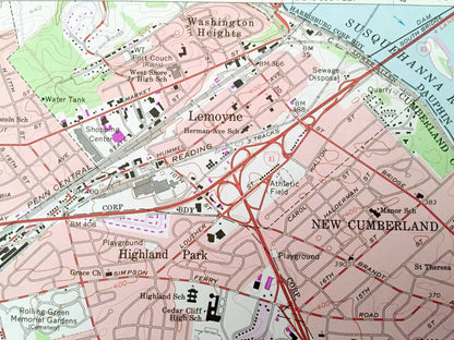 Antique Lemoyne, Pennsylvania 1963 US Geological Survey Topographic Map – Cumberland, York County, Shiremanstown, Bowmansdale, Lisburn, PA