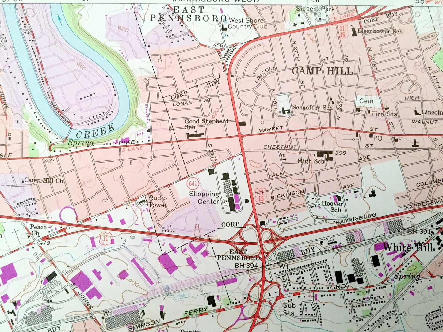 Antique Lemoyne, Pennsylvania 1963 US Geological Survey Topographic Map – Cumberland, York County, Shiremanstown, Bowmansdale, Lisburn, PA