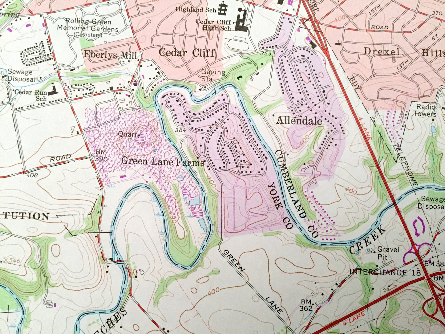 Antique Lemoyne, Pennsylvania 1963 US Geological Survey Topographic Map – Cumberland, York County, Shiremanstown, Bowmansdale, Lisburn, PA