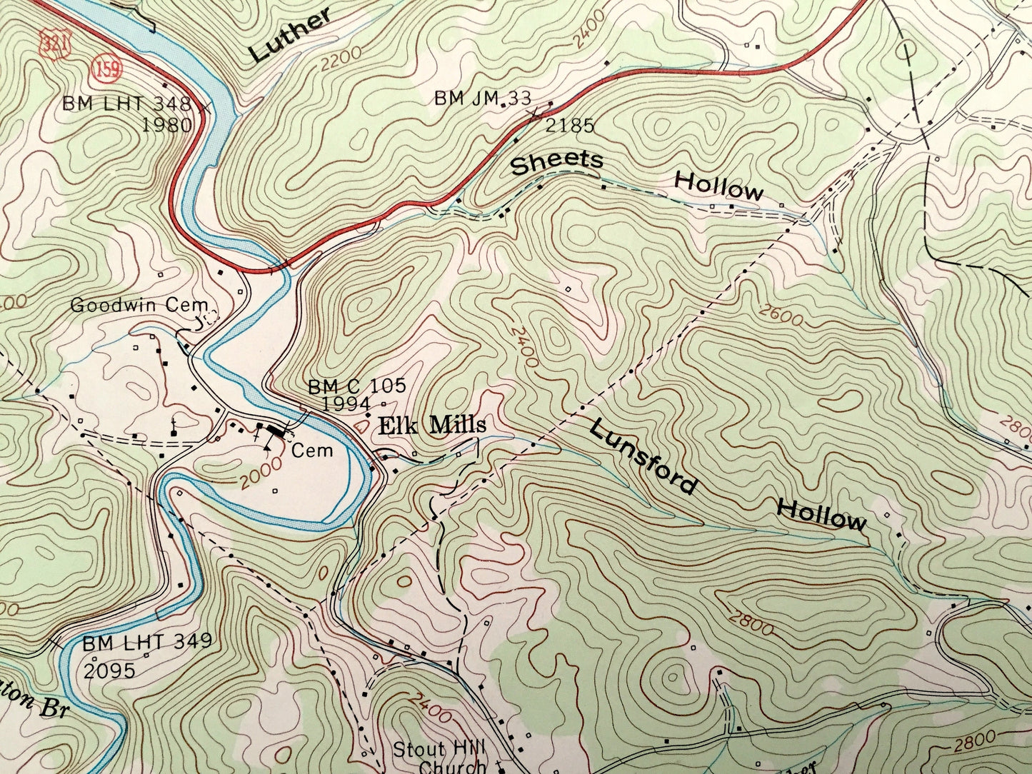 Antique Elk Mills, Tennessee 1959 US Geological Survey Topographic Map – Carter County, Dry Hill, Buntontown, Cherokee National Forest, TN