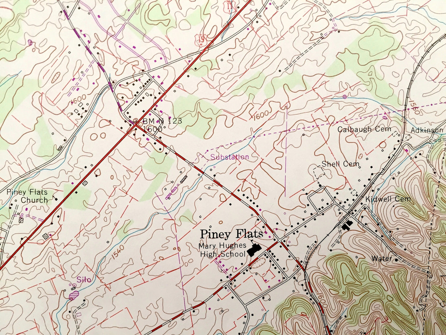 Antique Bluff City, Tennessee 1959 US Geological Survey Topographic Map – Sullivan County, Hillcrest, Piney Flats, Rocky Springs Fairview TN