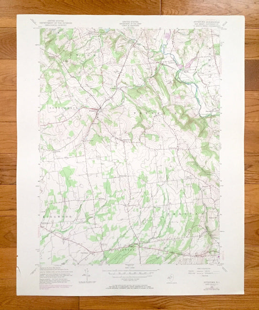 Antique Pittstown, New Jersey 1955 US Geological Survey Topographic Map – Hunterdon County, Union, Alexandria, Franklin, Kingwood, NJ