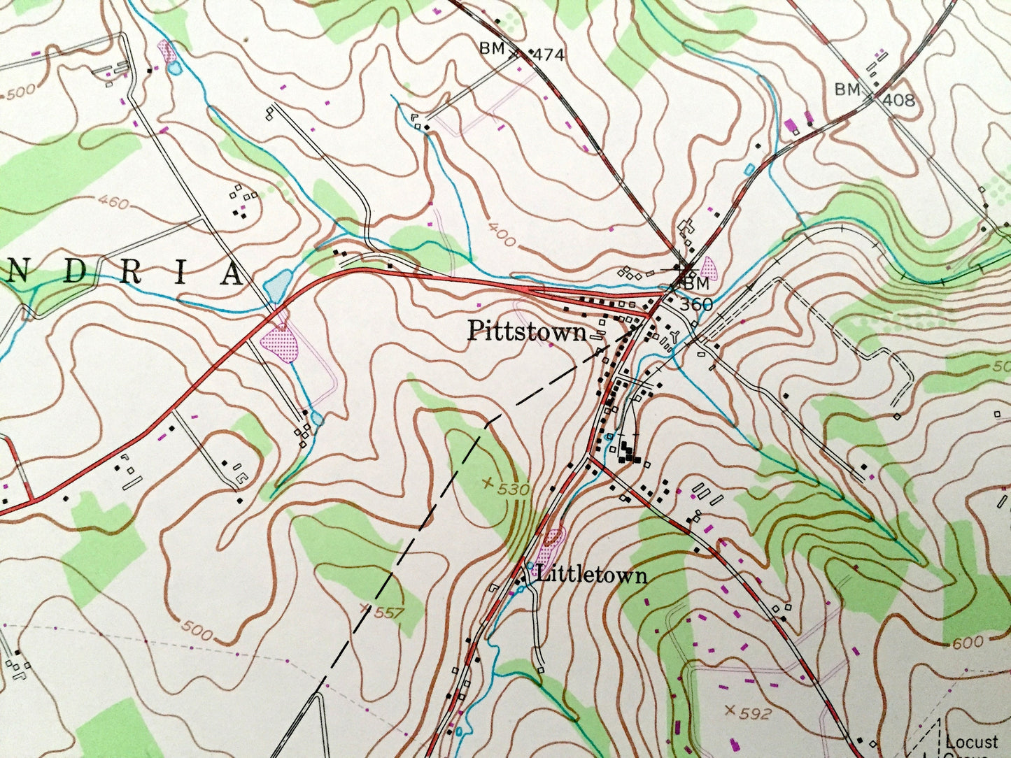 Antique Pittstown, New Jersey 1955 US Geological Survey Topographic Map – Hunterdon County, Union, Alexandria, Franklin, Kingwood, NJ