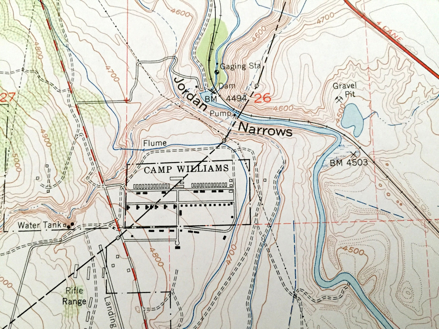 Antique Jordan Narrows, Utah 1951 US Geological Survey Topographic Map – Salt Lake County, Camp Williams Military Reservation, River City UT