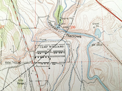 Antique Jordan Narrows, Utah 1951 US Geological Survey Topographic Map – Salt Lake County, Camp Williams Military Reservation, River City UT