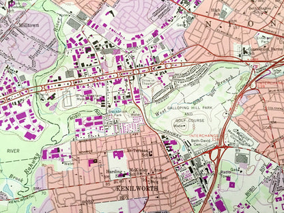 Antique Roselle, New Jersey 1955 US Geological Survey Topographic Map – Essex, Union County, Millburn, Springfield, Crawford, Maplewood, NJ